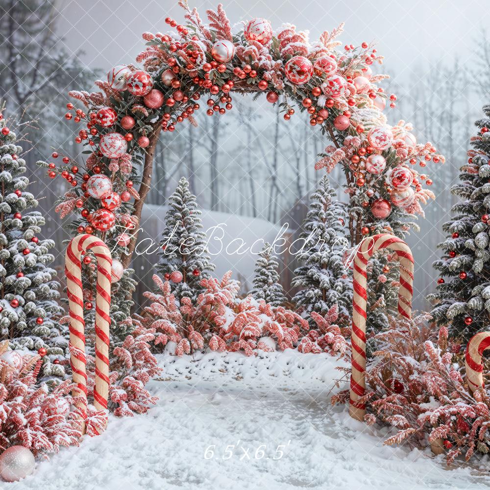 Kate Weihnachten Winterwald Zuckerstangen Rosa Hintergrund Entworfen von Emetselch