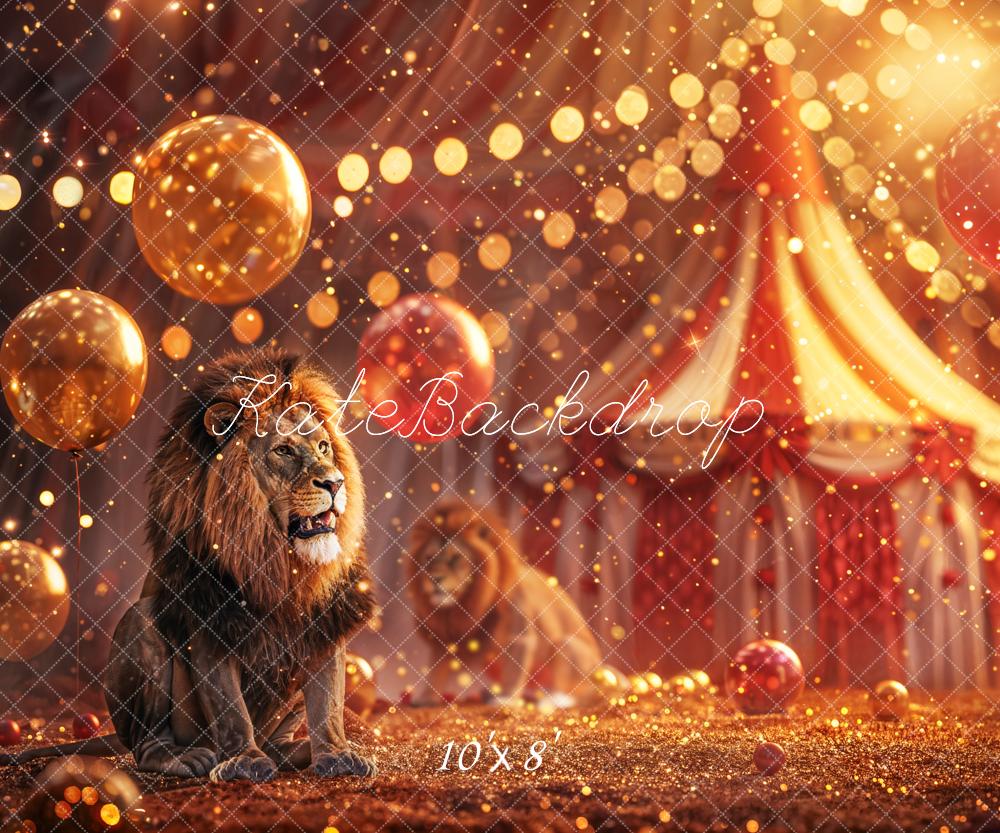 Kate Zirkus Löwe Ballons Gold Hintergrund Entworfen von Chain - Kate Backdrop.de
