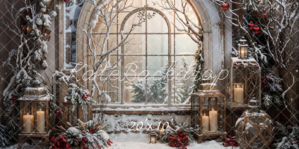 Kate Weihnachten Fenster Schnee Vintage Hintergrund Entworfen von Emetselch - Kate Backdrop.de