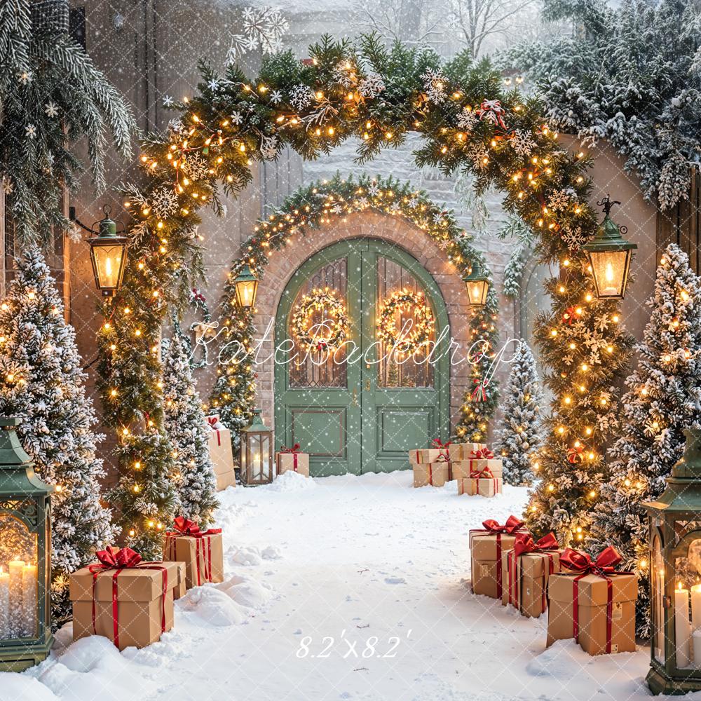 Kate Weihnachten Torbogen Geschenke Schnee Hintergrund Entworfen von Emetselch - Kate Backdrop.de