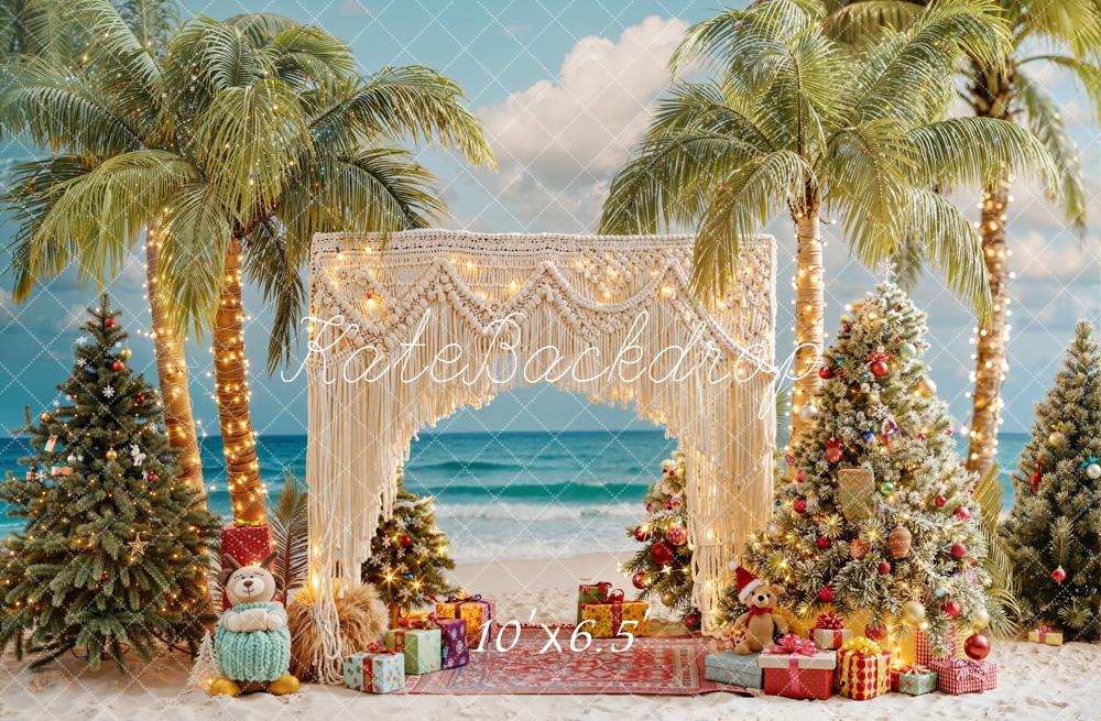 Kate Weihnachten Strand Palmen Boho Hintergrund Entworfen von Emetselch - Kate Backdrop.de