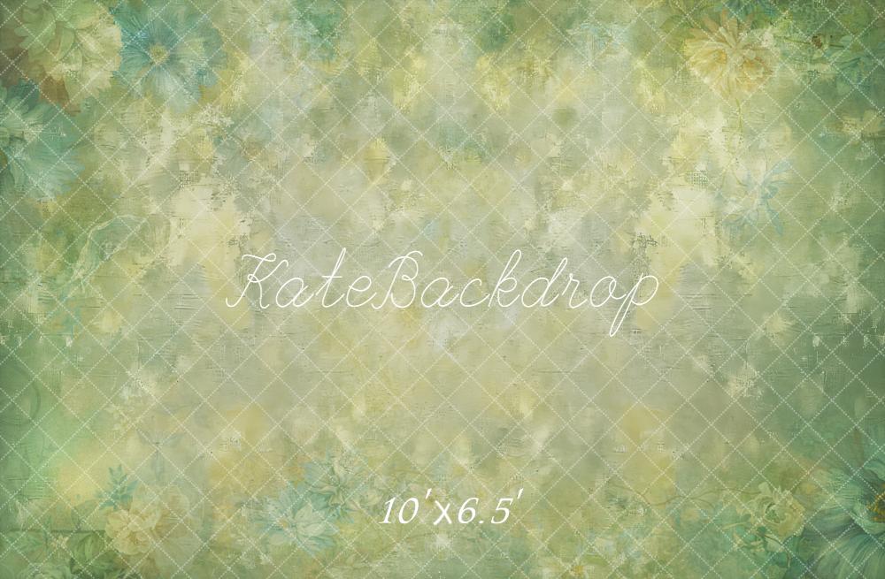 Kate Blumen Aquarell Grün Vintage Fleece Hintergrund Entworfen von Kate Image - Kate Backdrop.de