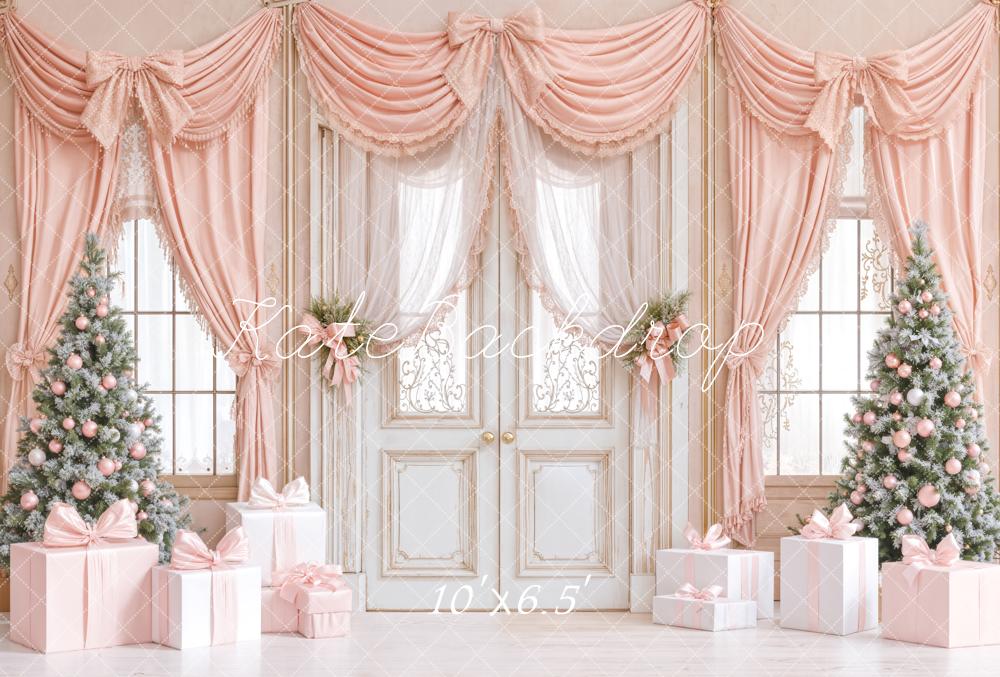 Kate Weihnachten Geschenke Bäume Rosa Fleece Hintergrund Entworfen von Emetselch - Kate Backdrop.de