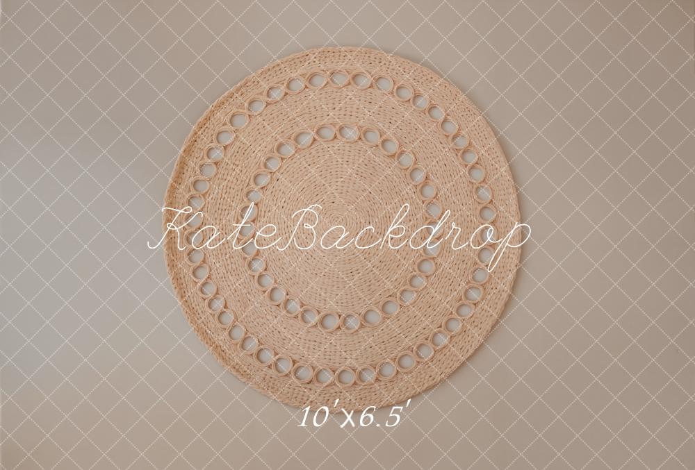 Kate Boho Geflochten Kreis Beige Fleece Hintergrund Entworfen von Kate Image - Kate Backdrop.de