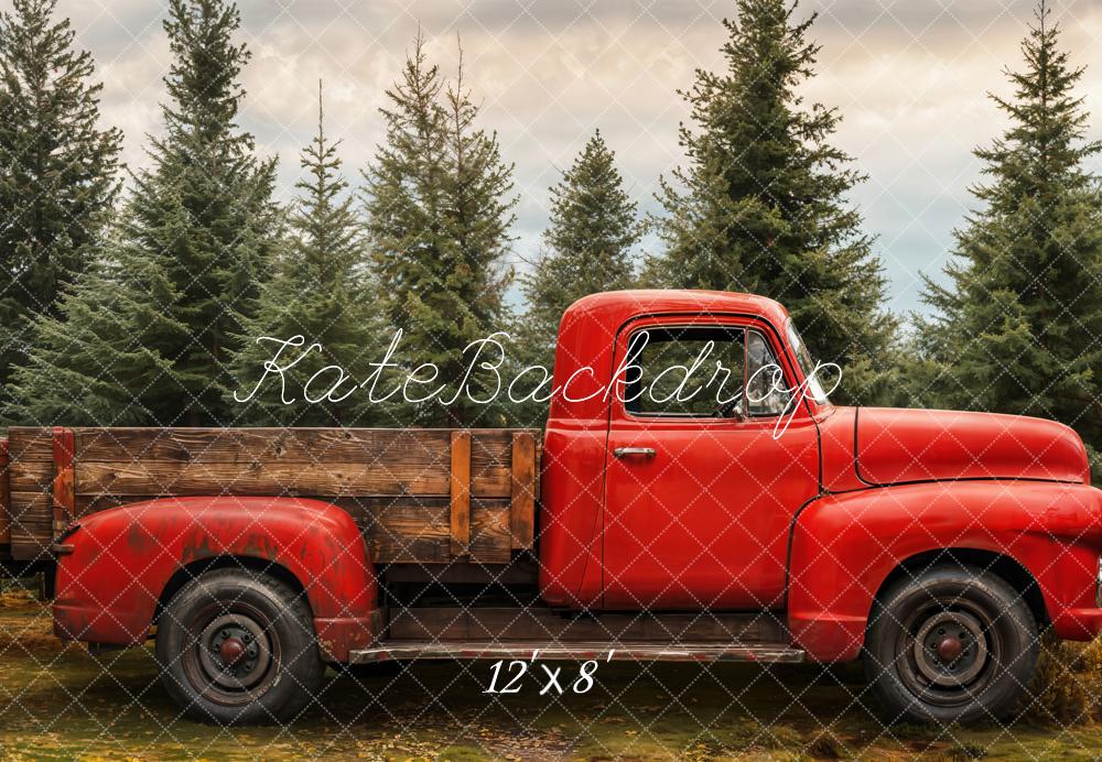 Kate Herbst Roter Oldtimer Holz Fleece Hintergrund Entworfen von Emetselch - Kate Backdrop.de