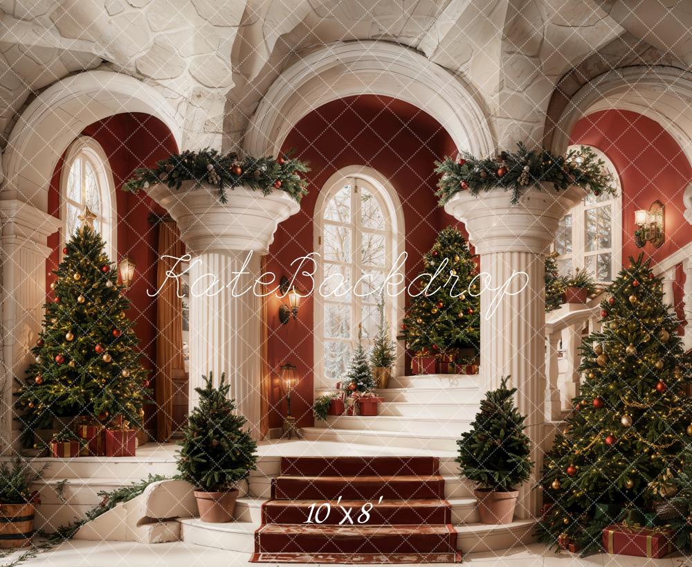 Kate Weihnachten Treppe Weihnachtsbaum Klassisch Fleece Hintergrund Entworfen von Emetselch - Kate Backdrop.de