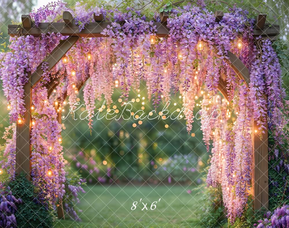 Kate Garten Blumenbogen Lichter Lila Fleece Hintergrund Entworfen von Emetselch