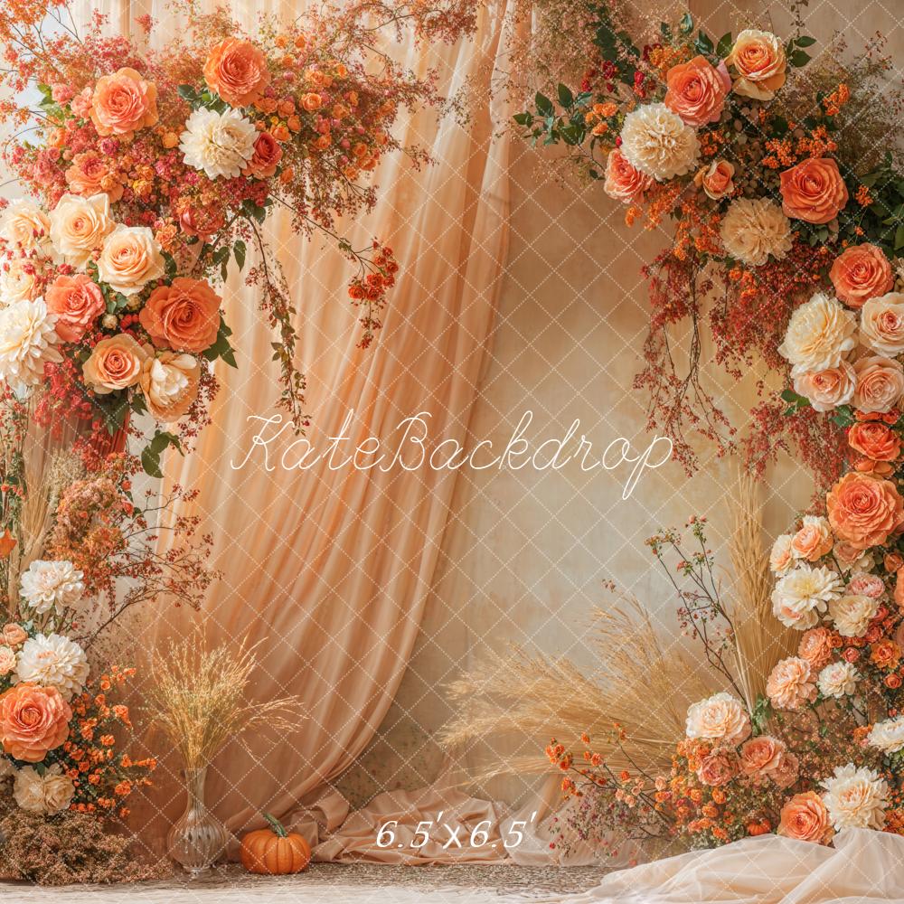 Kate Herbst Blumenbogen Orange Vintage Hintergrund Entworfen von Emetselch - Kate Backdrop.de