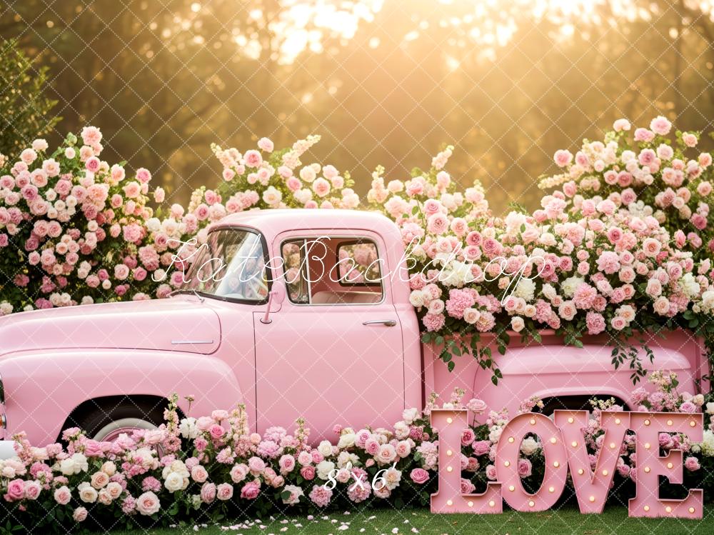 Kate Valentinstag Rosa Oldtimer Blumen Romantik Hintergrund Entworfen von Patty Roberts