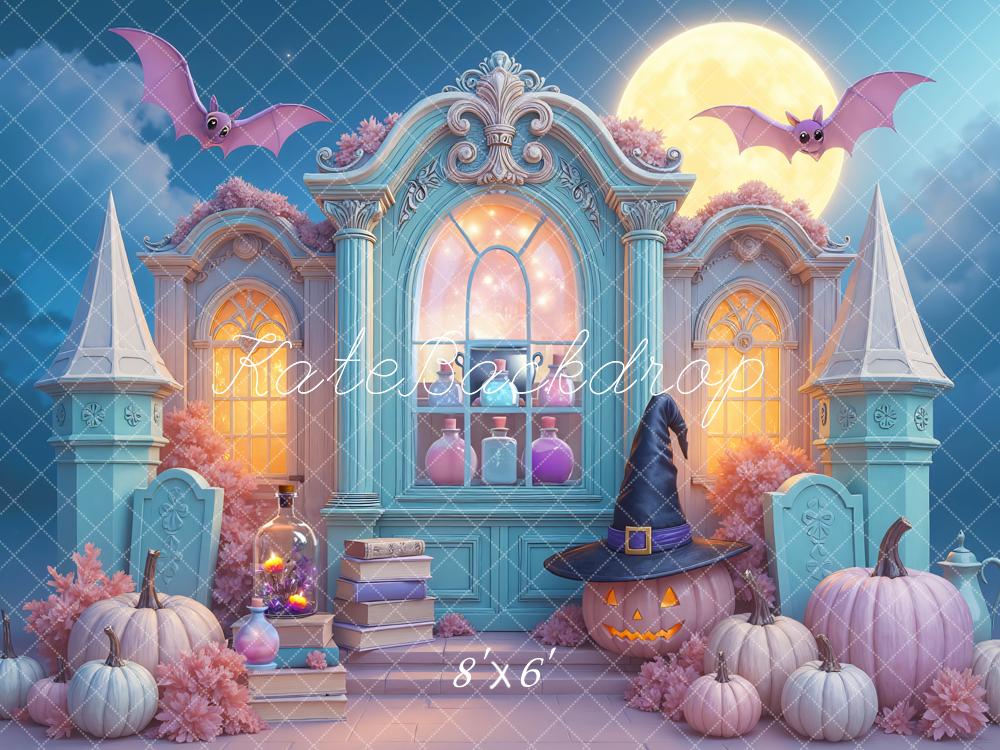 Kate Halloween Schloss Mond Kürbisse Hintergrund Entworfen von Mini MakeBelieve - Kate Backdrop.de