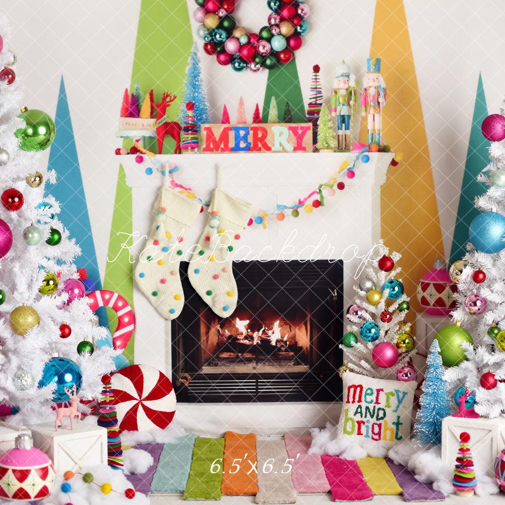 Kate Weihnachten Kamin Bunte Dekoration Hintergrund Entworfen von Mandy Ringe