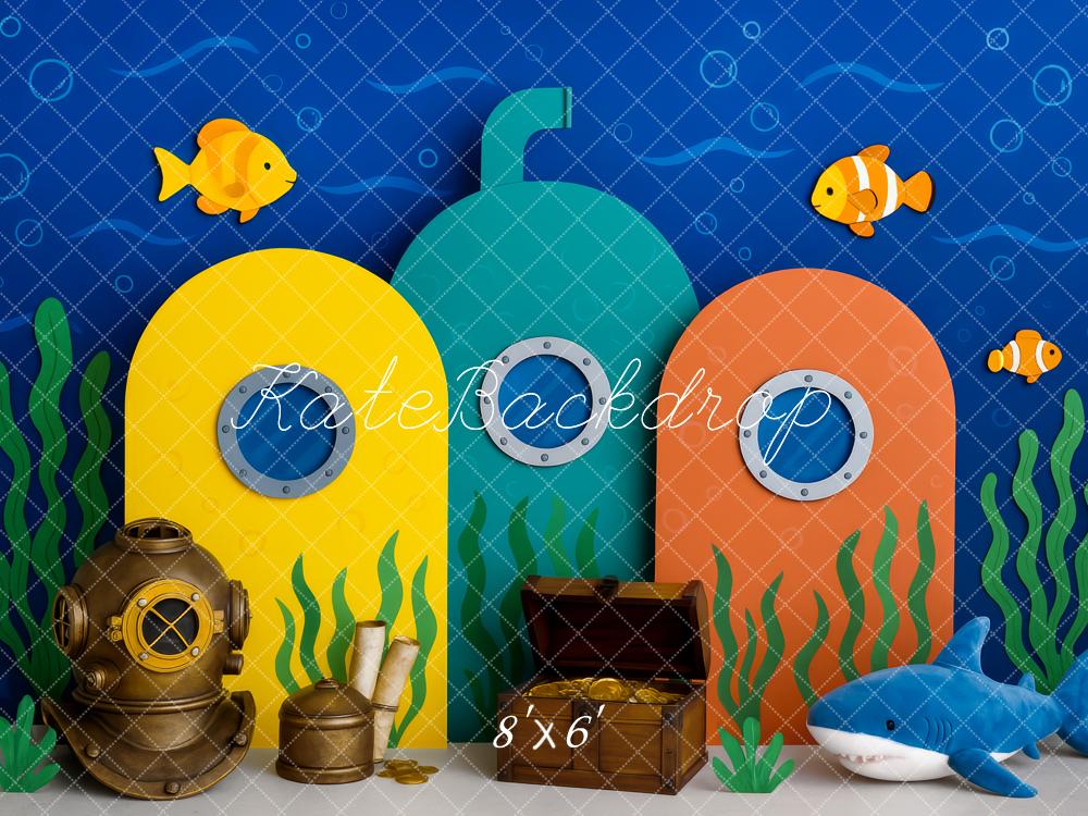 Kate Unterwasser Uboot Fische Bunt Hintergrund Entworfen von Patty Roberts - Kate Backdrop.de