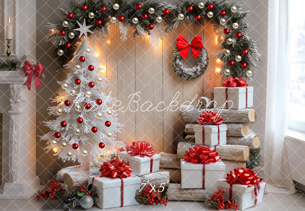 Kate Weihnachten Geschenke Weiß Rot Hintergrund Entworfen von Mini MakeBelieve - Kate Backdrop.de