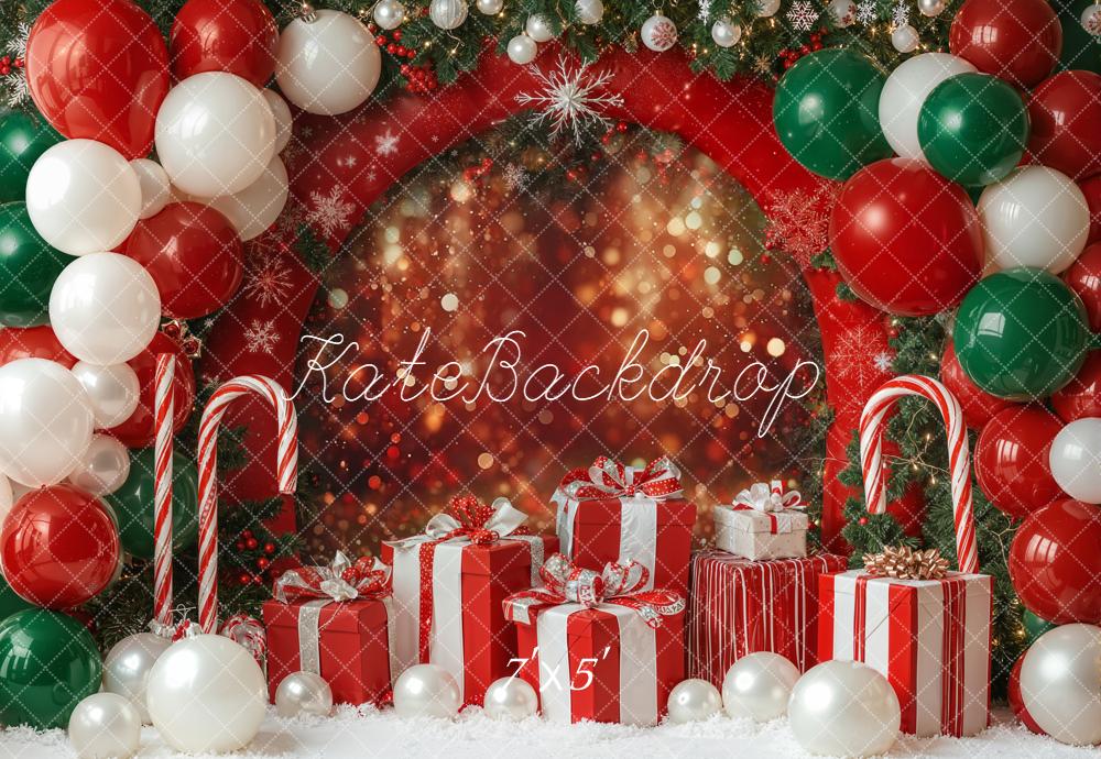 Kate Weihnachten Geschenke Luftballons Rot Grün Hintergrund Entworfen von Emetselch - Kate Backdrop.de