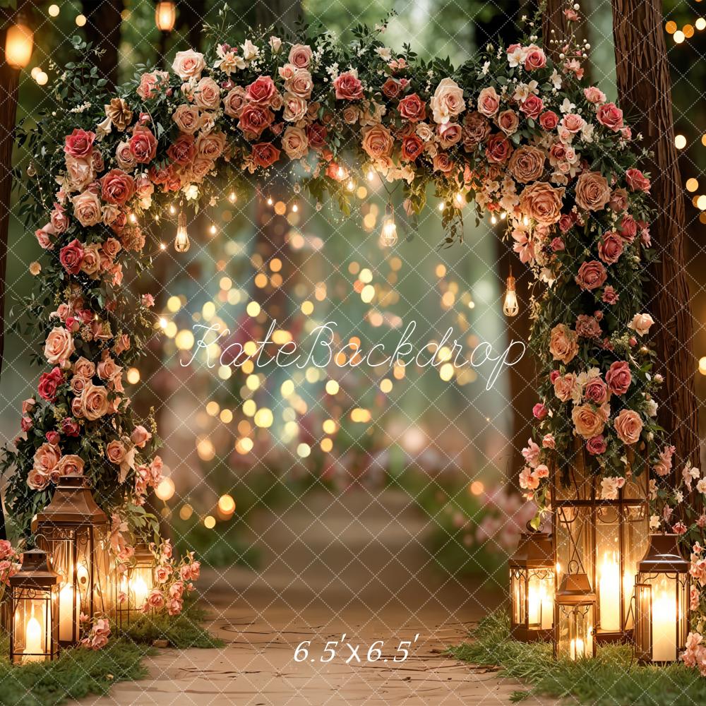 Kate Hochzeit Blumenbogen Lichter Romantisch Hintergrund Entworfen von Emetselch