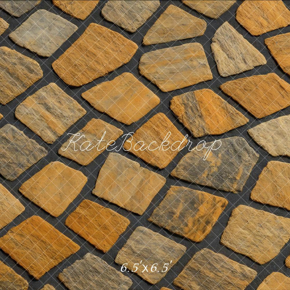 Kate Stein Quadrat Muster Braun Hintergrund Entworfen von Mini MakeBelieve - Kate Backdrop.de
