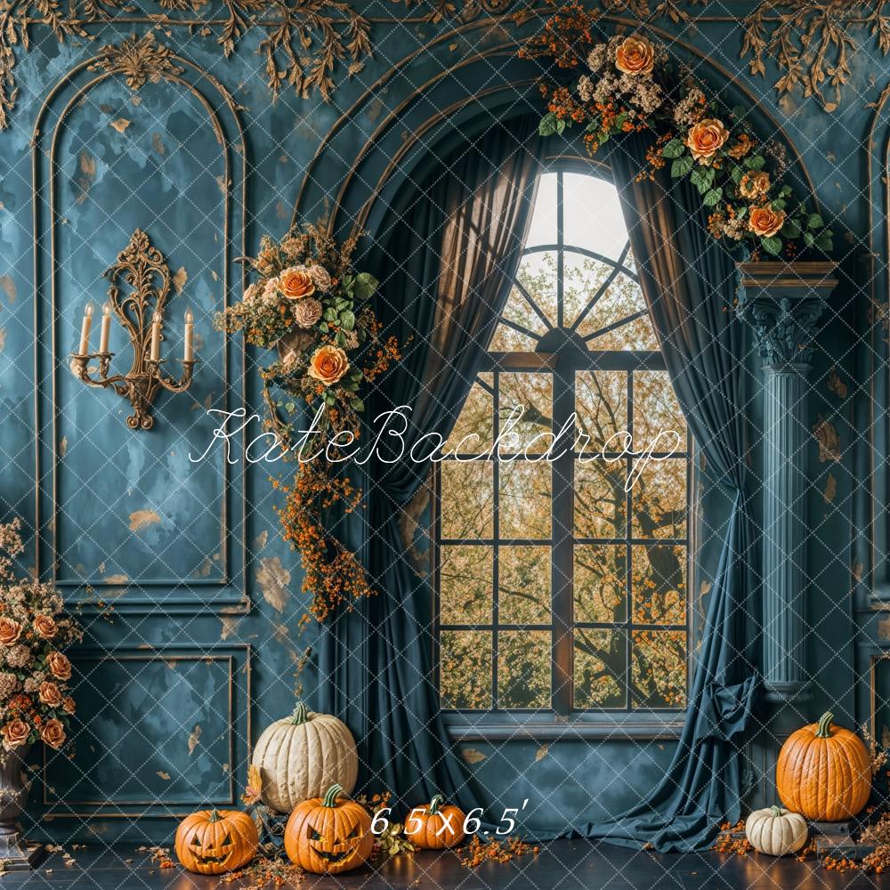 Kate Herbst Kürbis Fenster Vintage Hintergrund Entworfen von Emetselch