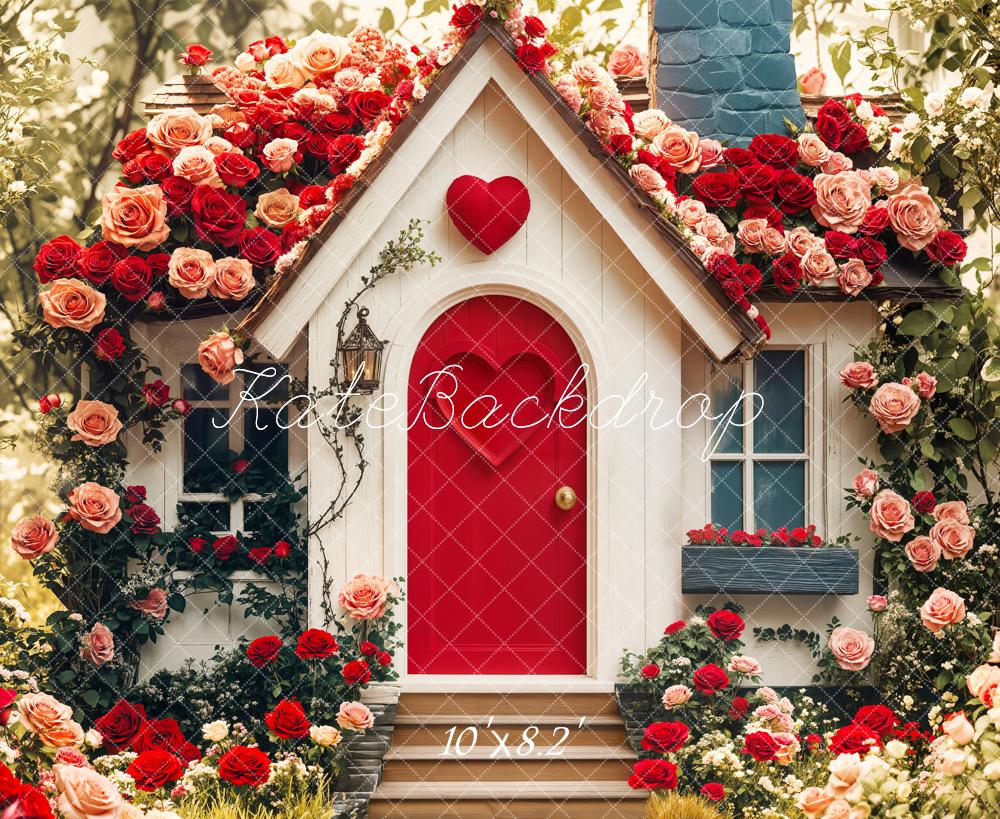 Kate Valentinstag Haus Rosen Romantisch Hintergrund Entworfen von Emetselch