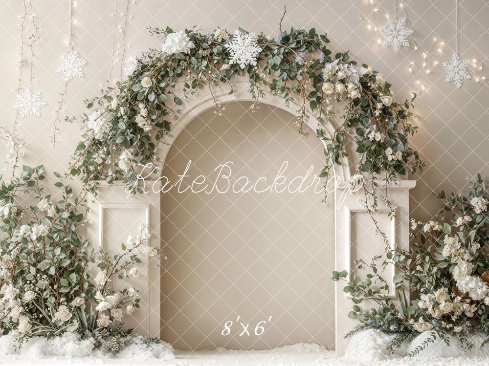 Kate Weihnachten Floraler Bogen Weiß Hintergrund Entworfen von Emetselch - Kate Backdrop.de