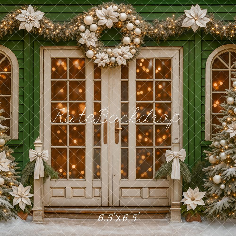 Kate Weihnachten Haus Tannenbaum Grün Hintergrund Entworfen von Ashley Paul