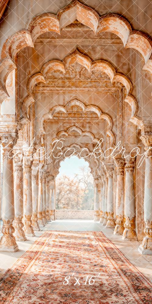 Kate Orientalische Architektur Säulen Teppich Braun Hintergrund Entworfen von Emetselch - Kate Backdrop.de