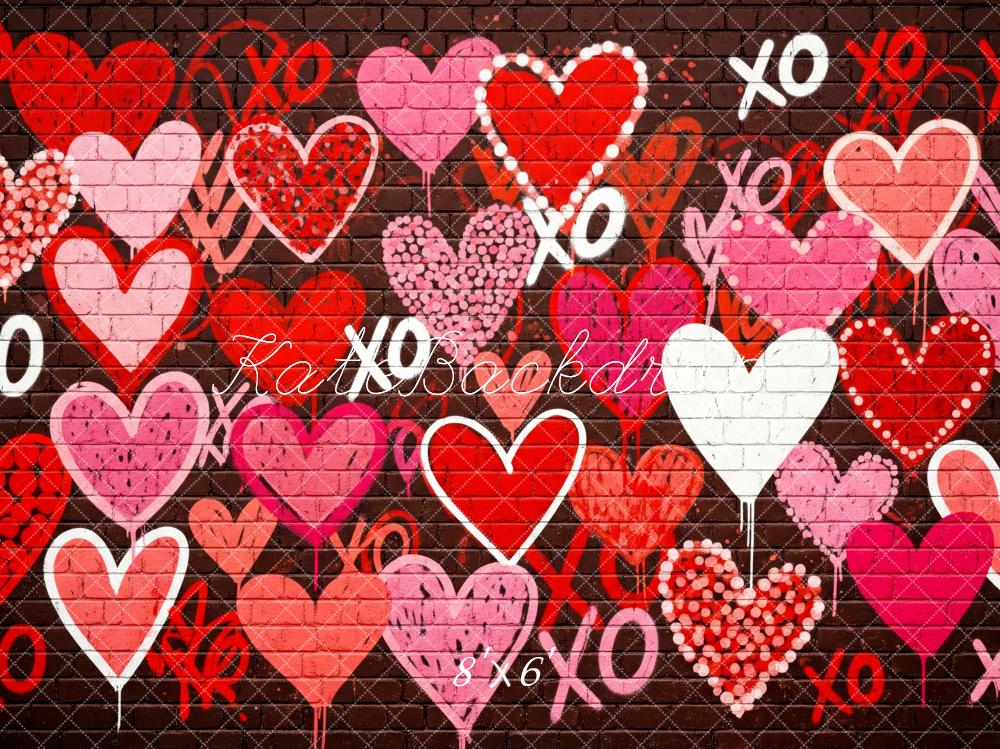 Kate Valentinstag Herzen Graffiti Bunt Hintergrund Entworfen von Patty Roberts