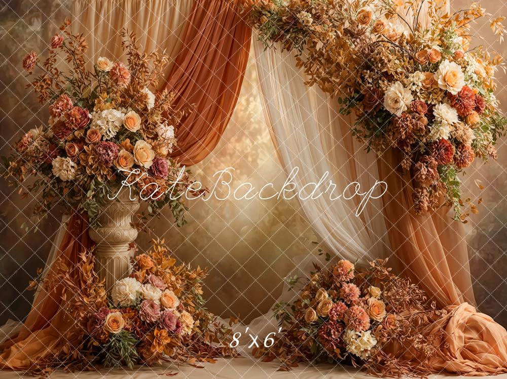 Kate Herbst Blumenarrangement Vintage Braun Fleece Hintergrund Entworfen von Emetselch - Kate Backdrop.de