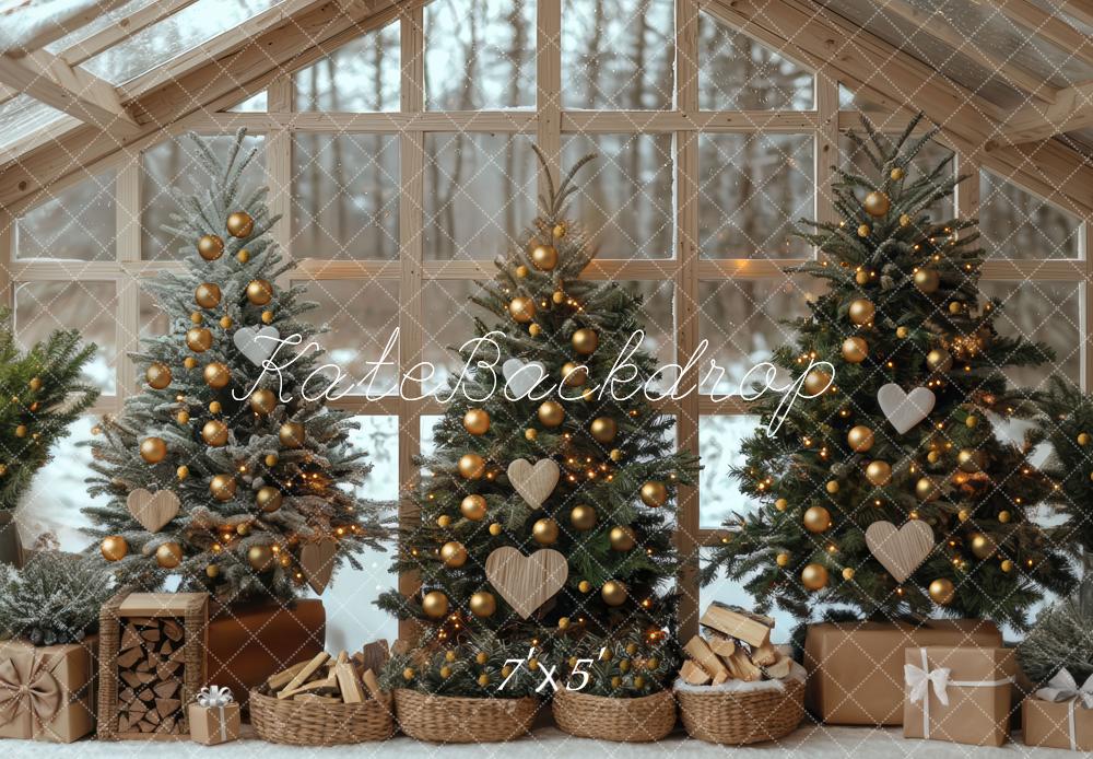 Kate Weihnachten Tannenbäume Geschenke Rustikal Hintergrund Entworfen von Mini MakeBelieve - Kate Backdrop.de