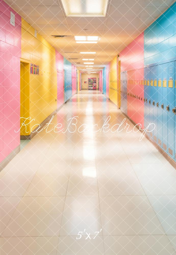 Kate Zurück Zur Schule Flur Spind Bunt Hintergrund Entworfen von Emetselch - Kate Backdrop.de
