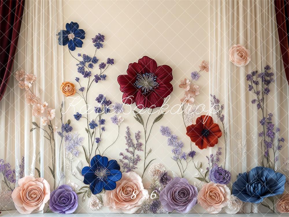 Kate Blume Vorhang Papierblumen Elegant Hintergrund Entworfen von Mini MakeBelieve - Kate Backdrop.de