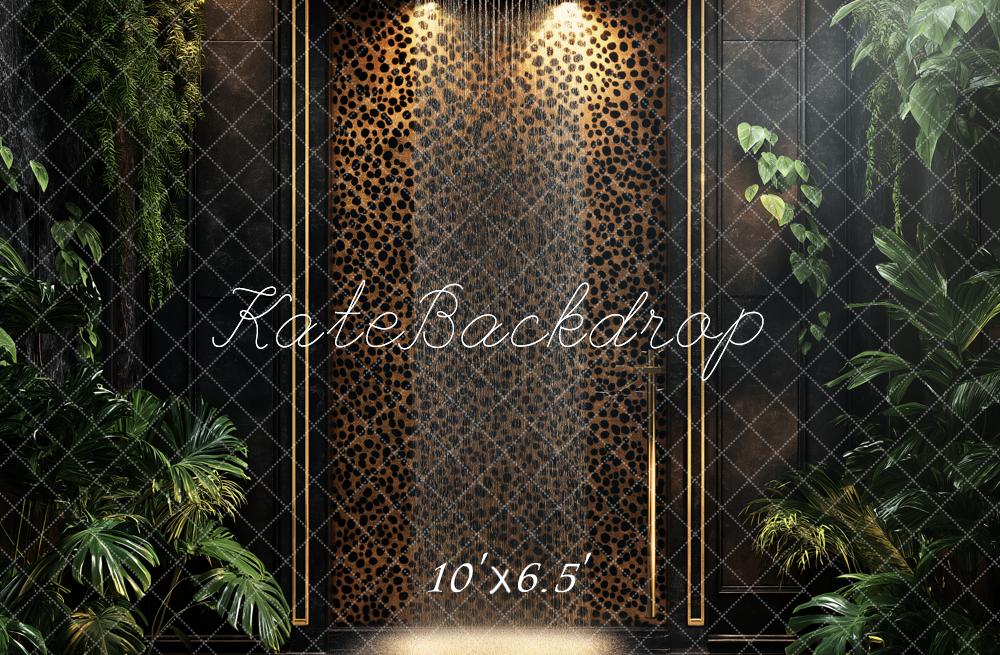 Kate Dschungel Pflanzen Leopardenmuster Modern Hintergrund Entworfen von Ashley Paul