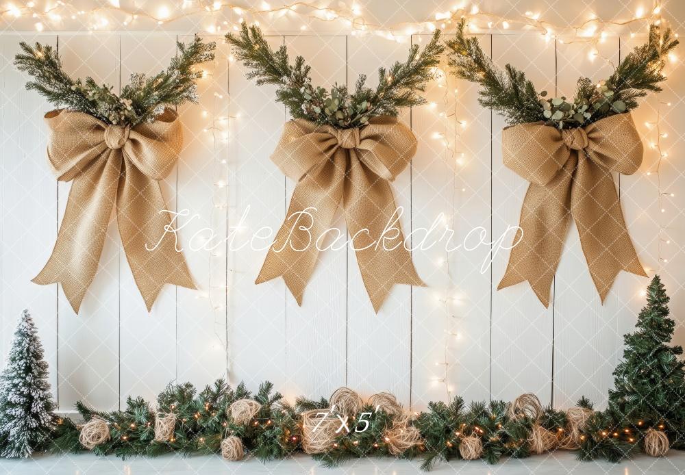 Kate Weihnachten Schleifen Kränze Lichter Hintergrund Entworfen von Patty Roberts - Kate Backdrop.de