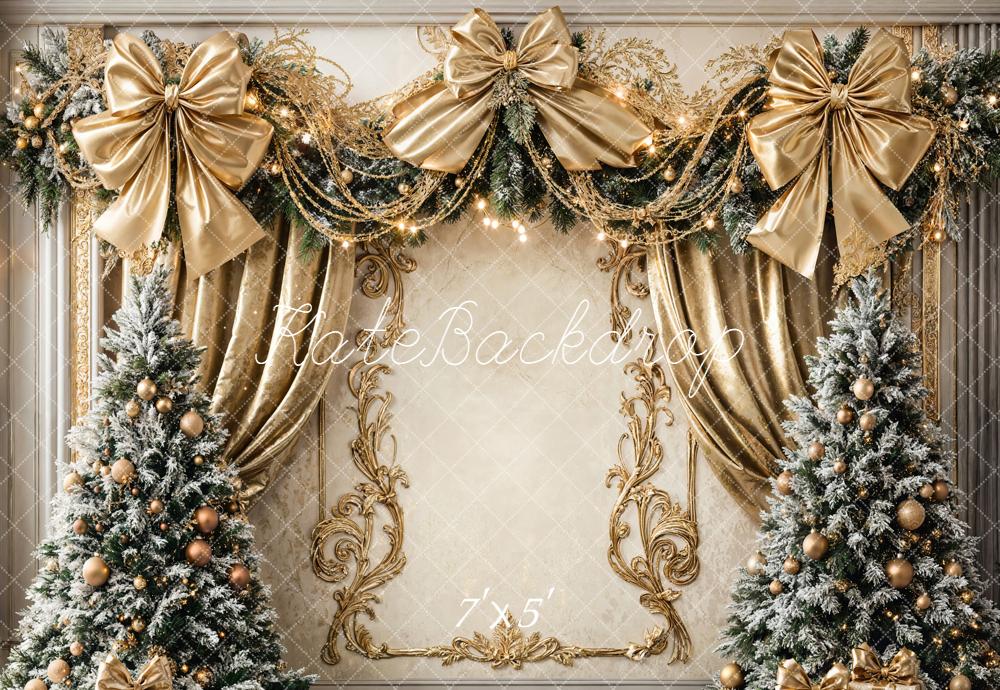 Kate Weihnachten Goldene Schleifen Tannenbaum Elegant Hintergrund Entworfen von Chain - Kate Backdrop.de