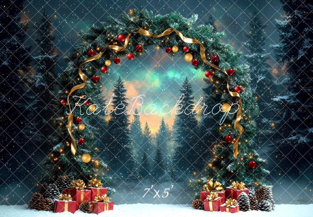 Kate Weihnachten Tannenzweig Bogen Geschenkboxen Hintergrund Entworfen von Mini MakeBelieve - Kate Backdrop.de