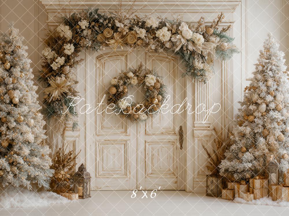 Kate Weihnachten Vintage Tür Gold Tannenbaum Hintergrund Entworfen von Ashley Paul