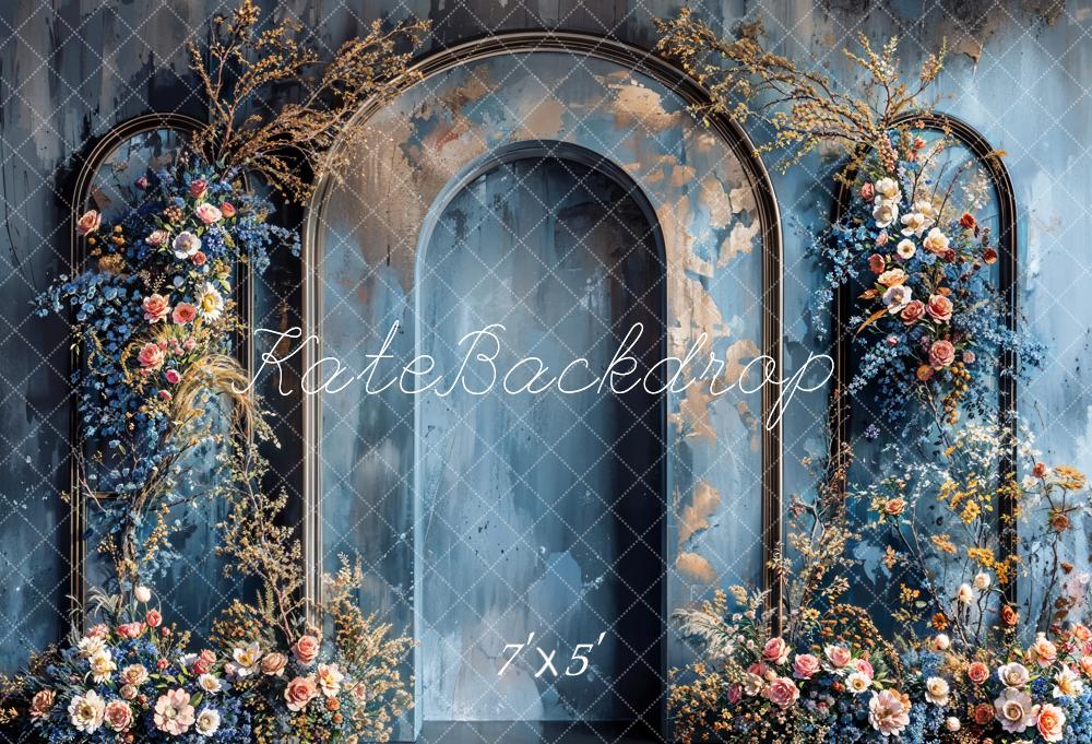 Kate Blumen Bogen Gemalt Blau Hintergrund Entworfen von Emetselch