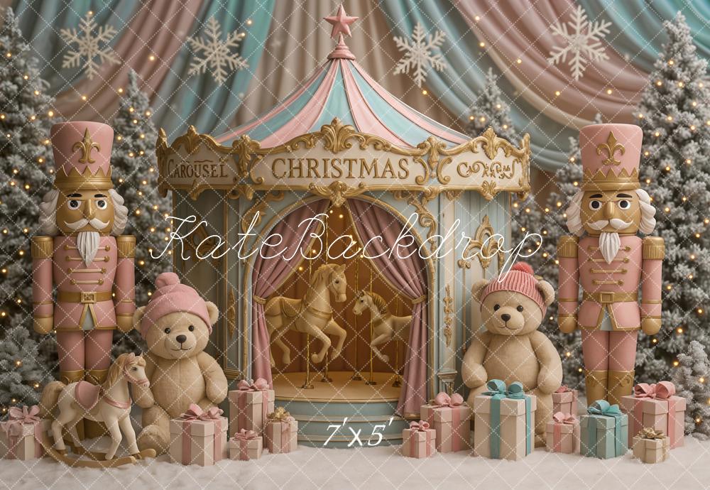 Kate Weihnachten Karussell Nussknacker Pastell Hintergrund Entworfen von Ashley Paul - Kate Backdrop.de