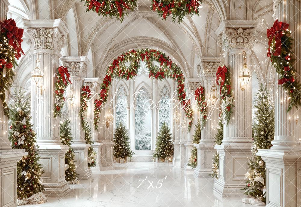 Kate Weihnachten Palast Girlanden Weiß Hintergrund Entworfen von Emetselch - Kate Backdrop.de