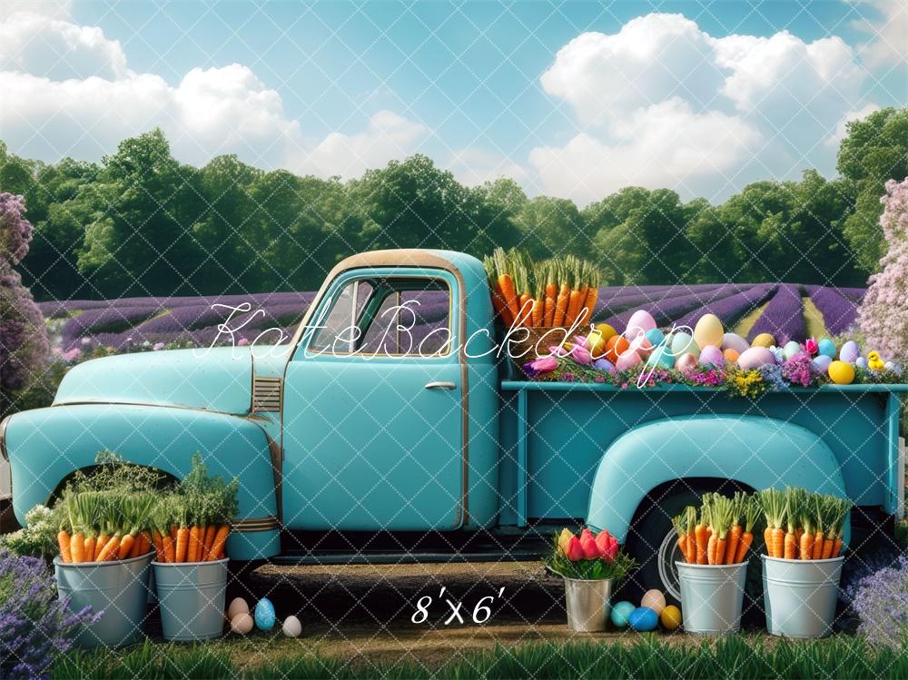 Kate Ostern Oldtimer Lavendel Feld Hintergrund Entworfen von Mini MakeBelieve - Kate Backdrop.de