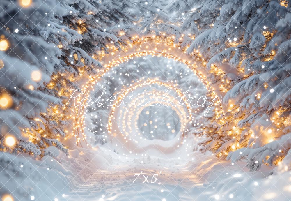 Kate Weihnachten Winterwald Lichterbogen Schnee Hintergrund Entworfen von Emetselch