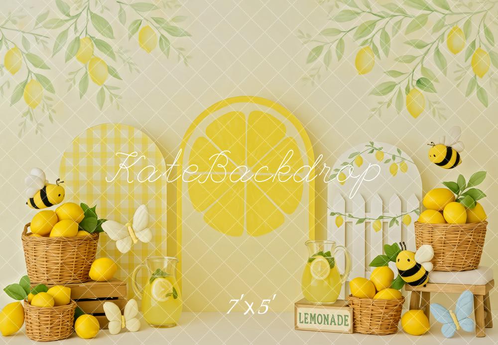 Kate Sommer Zitronen Körbe Bienen Hintergrund Entworfen von Patty Roberts - Kate Backdrop.de