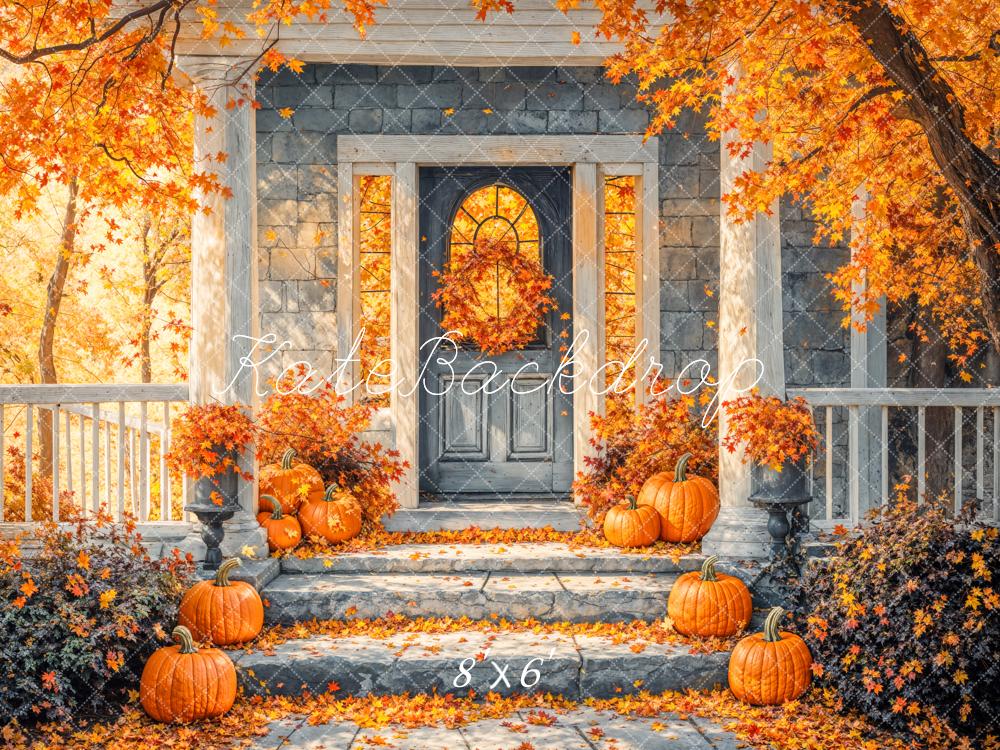 ⚡Blitzangebote #6-Kate Herbst Kürbisse Veranda Orange Hintergrund Entworfen von Emetselch - Kate Backdrop.de