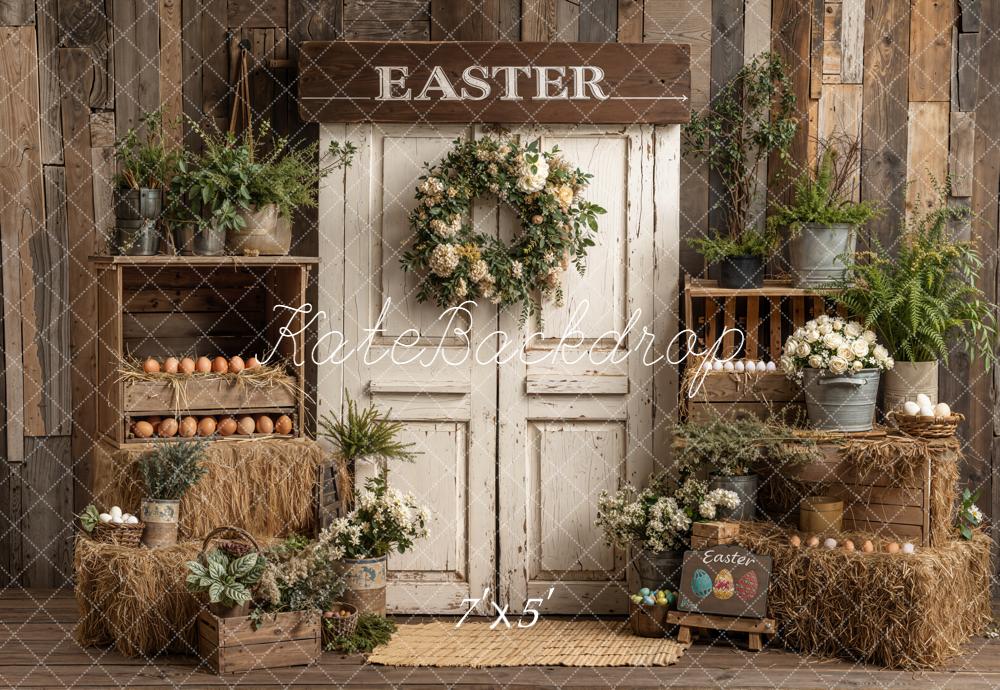 Kate Ostern Tür Kranz Rustikal Hintergrund Entworfen von Emetselch - Kate Backdrop.de