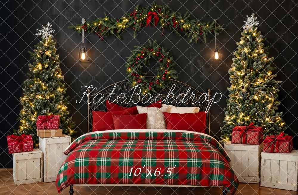 Kate Weihnachten Schlafzimmer Weihnachtsbäume Kranz Fleece Hintergrund Entworfen von Emetselch - Kate Backdrop.de