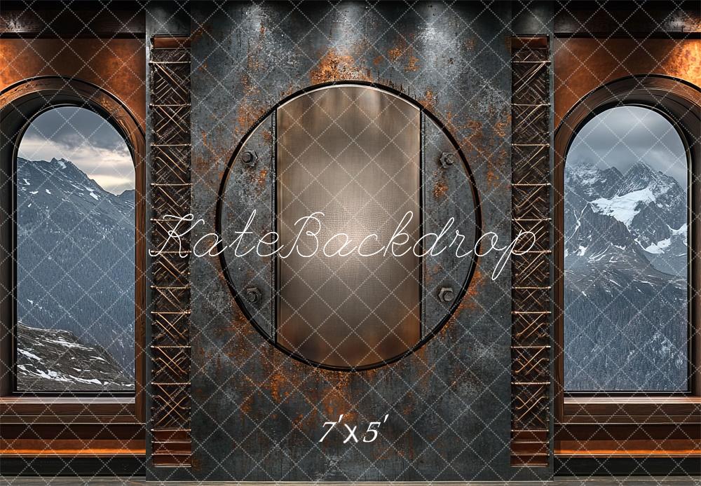 Kate Steampunk Fenster Metall Berge Hintergrund Entworfen von Mini MakeBelieve - Kate Backdrop.de
