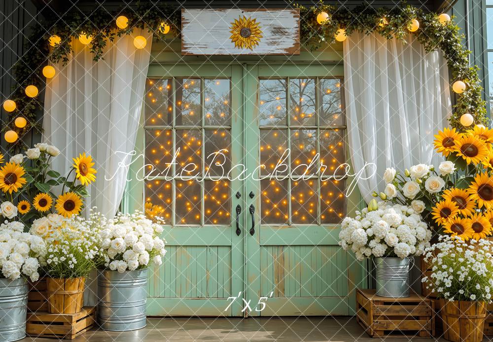 Kate Sommer Sonnenblumen Tür Vintage Hintergrund Entworfen von Mini MakeBelieve - Kate Backdrop.de