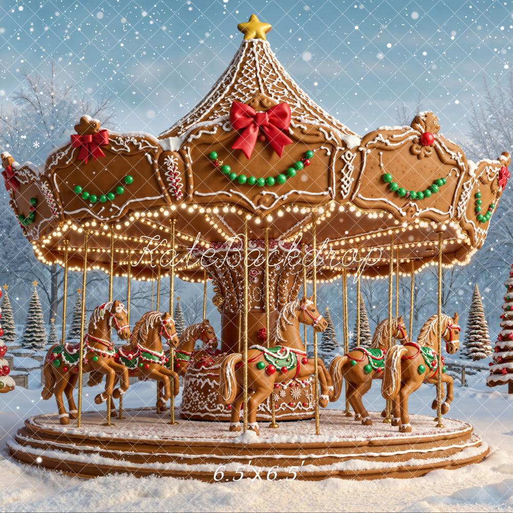 Kate Weihnachten Lebkuchen Karussell Schnee Hintergrund Entworfen von Emetselch