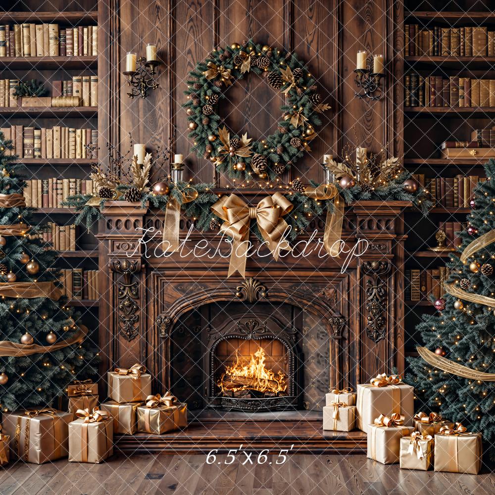 Kate Weihnachten Kamin Bücher Regal Hintergrund Entworfen von Emetselch - Kate Backdrop.de