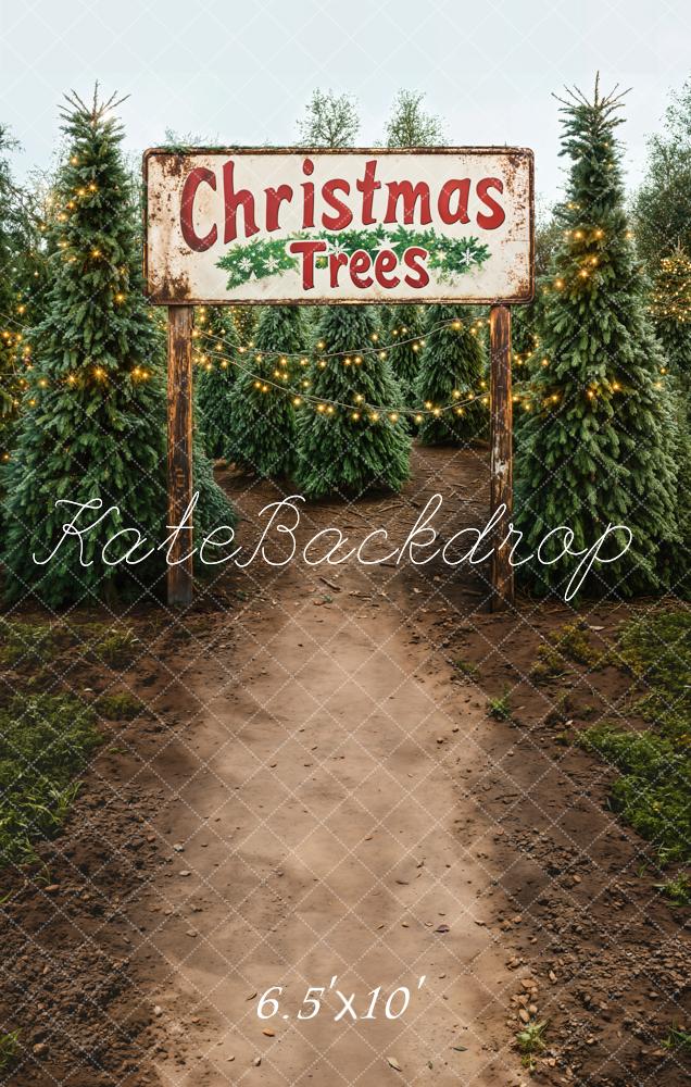 Kate Weihnachten Tannenbaum Lichterkette Vintage Fleece Hintergrund Entworfen von Emetselch - Kate Backdrop.de