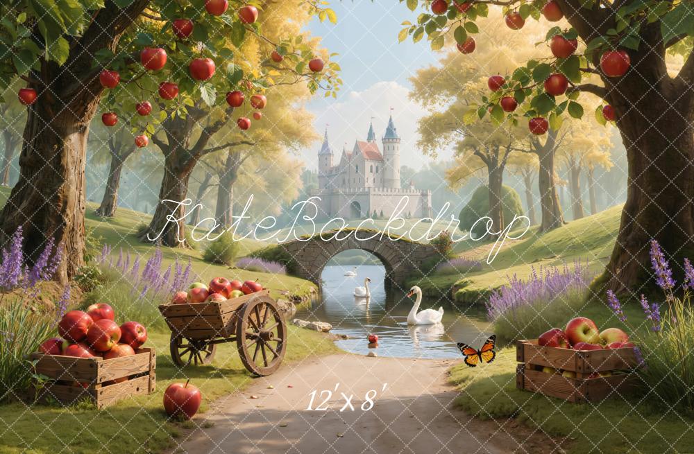 Kate Schloss Apfelbäume Wagen Romantisch Fleece Hintergrund Entworfen von Emetselch - Kate Backdrop.de